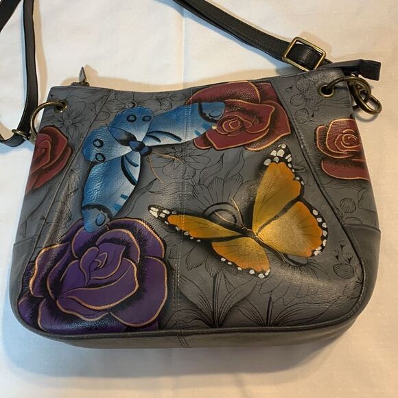 Anuschka Floral Paradise hand painted leather hobo bag - Picture 2 of 12